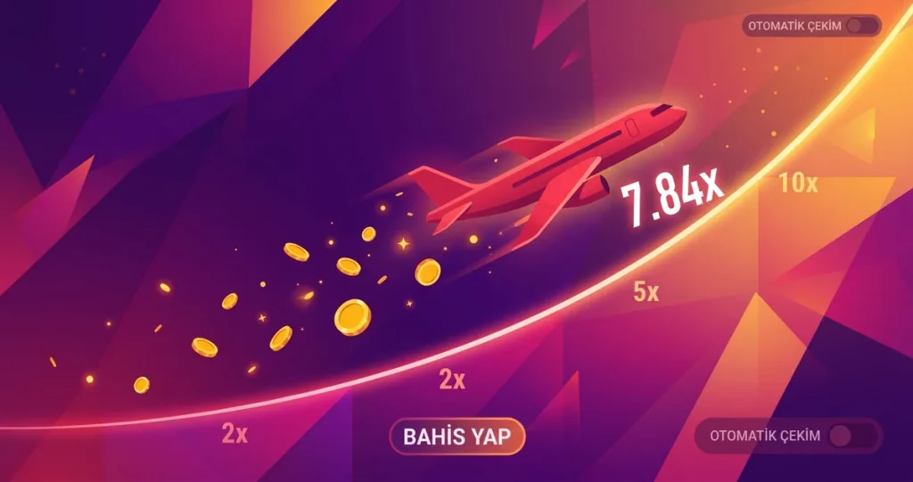 Aviator nasıl oynanır: yükselen çarpan ve uçak oyun ekranı
